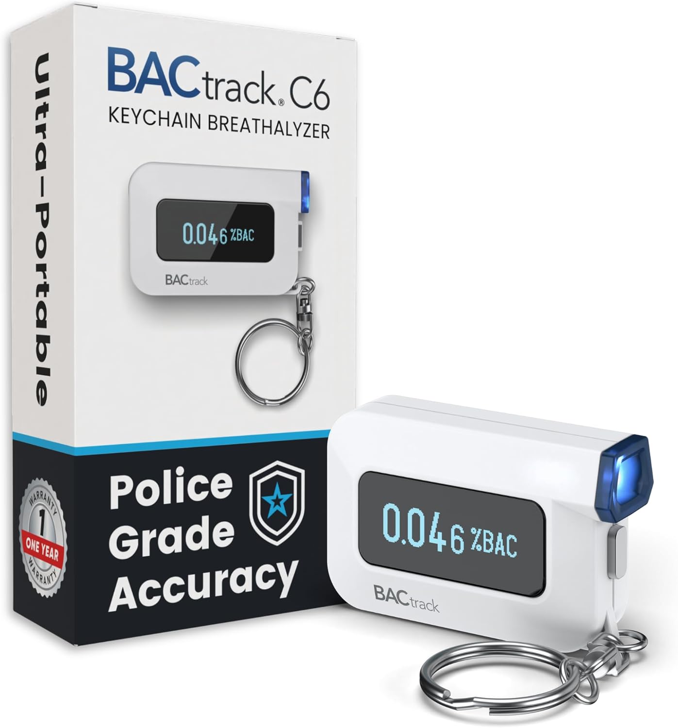 BACtrack C6 Keychain Breathalyzer | Professional-Grade Accuracy | Optional Wireless Smartphone Connectivity | Compatible w/ Apple iPhone, Google & Samsung Android Devices | Apple HealthKit Integration