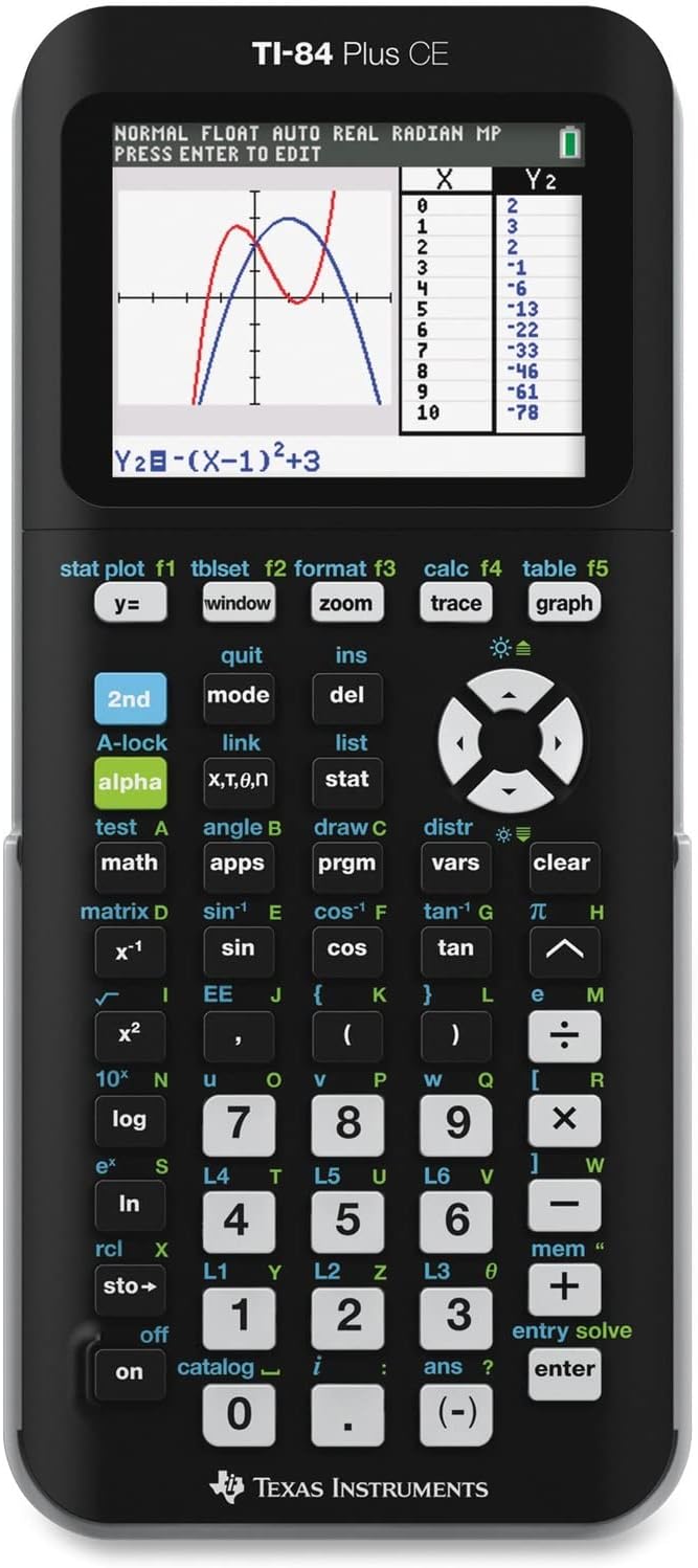 Texas Instruments TI-84 Plus CE Color Grap
Texas Instruments TI-84 Plus CE Color Graphing Calculator, Black 7.5 Inchhing Calculator, Black 7.5 Inch